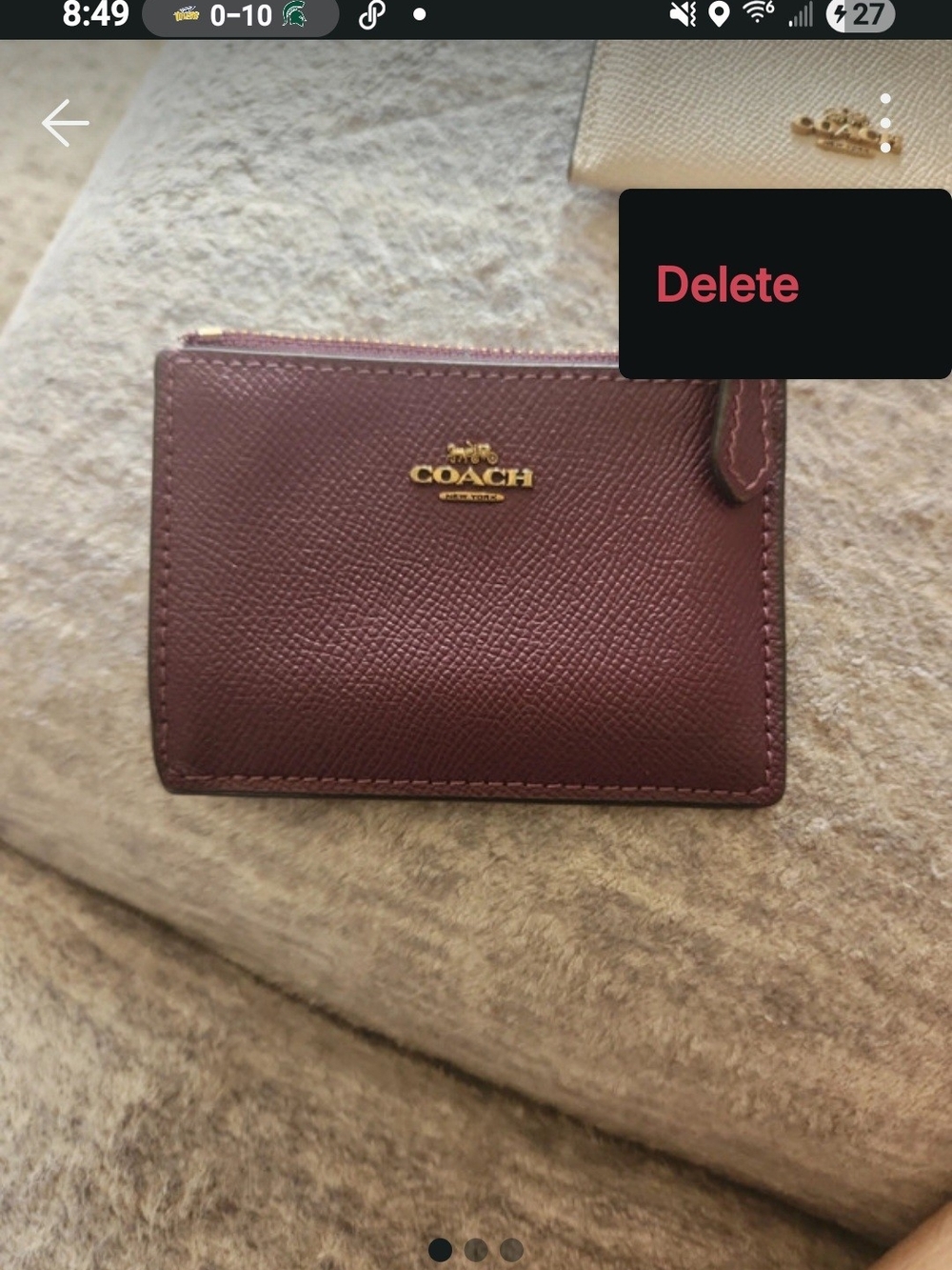 Coach Women's Leather Zip Card Case Wallet